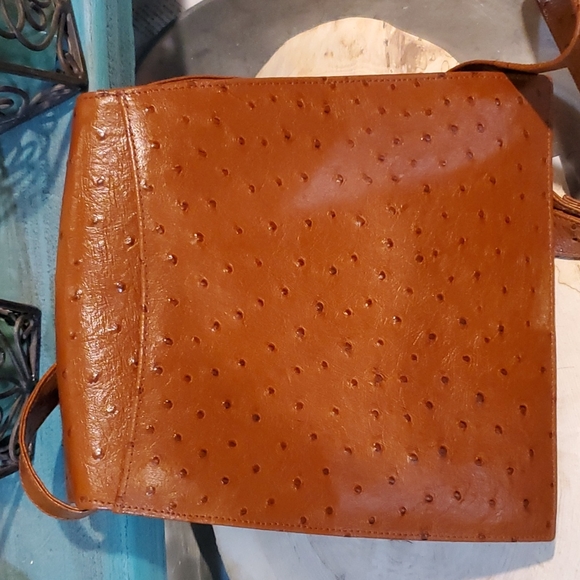 Vintage ostrich Envelope bag bt Fred Hayman Taupe New - Picture 3 of 6